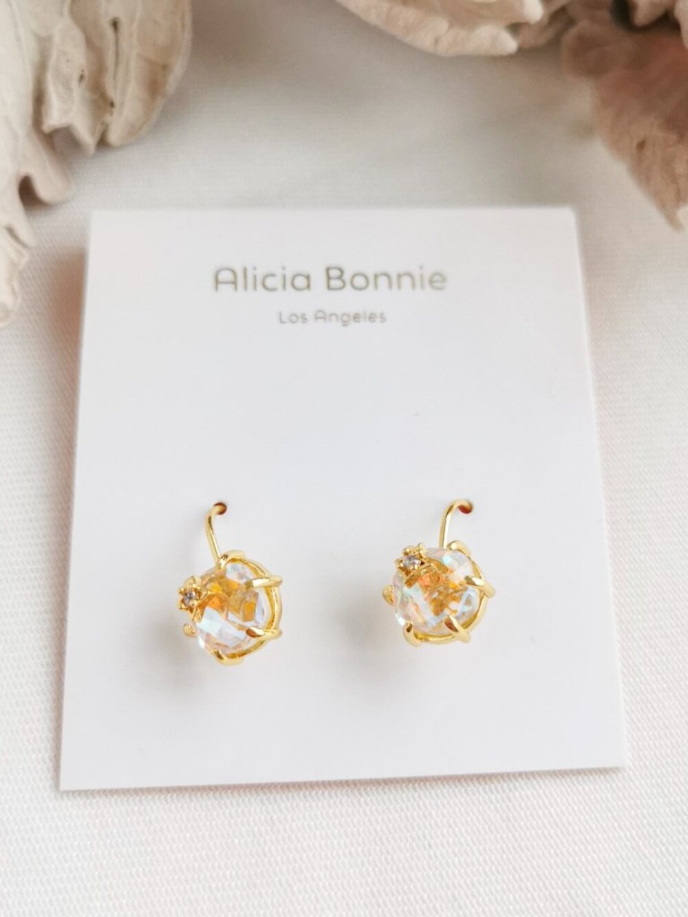 Alicia Bonnie Gem Star Gold Dichroic Glass Earrings NEW Perfect condition